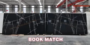 Quartz Stone Calacatta black BookMacth