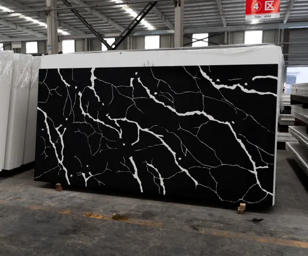 quartz stone calacatta black 6037