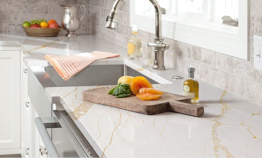 quartz stone calacatta gold kitchen
