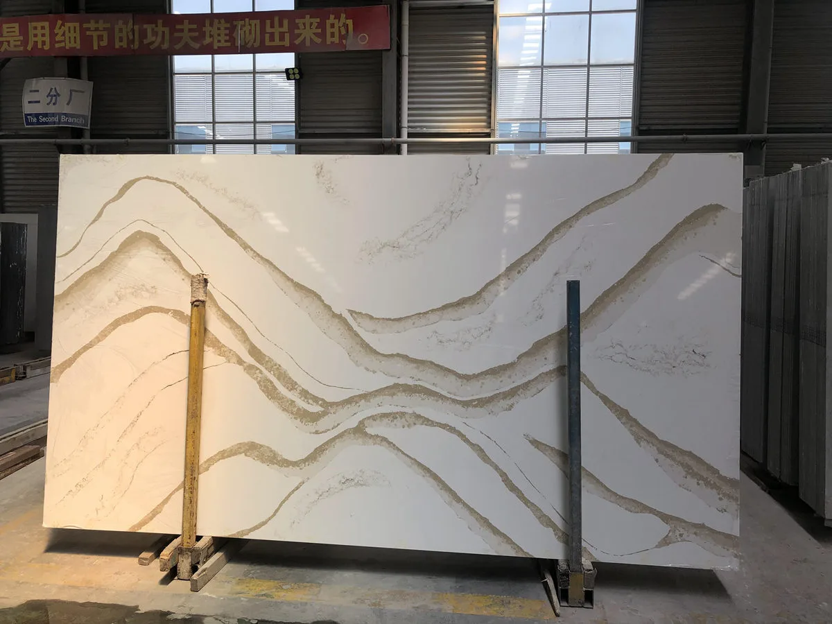 quartz stone slab calacatta countertop gold 1008
