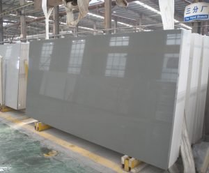 quartz stone slab pure light grey