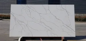 quartz stone calacatta lines with gold border 1003