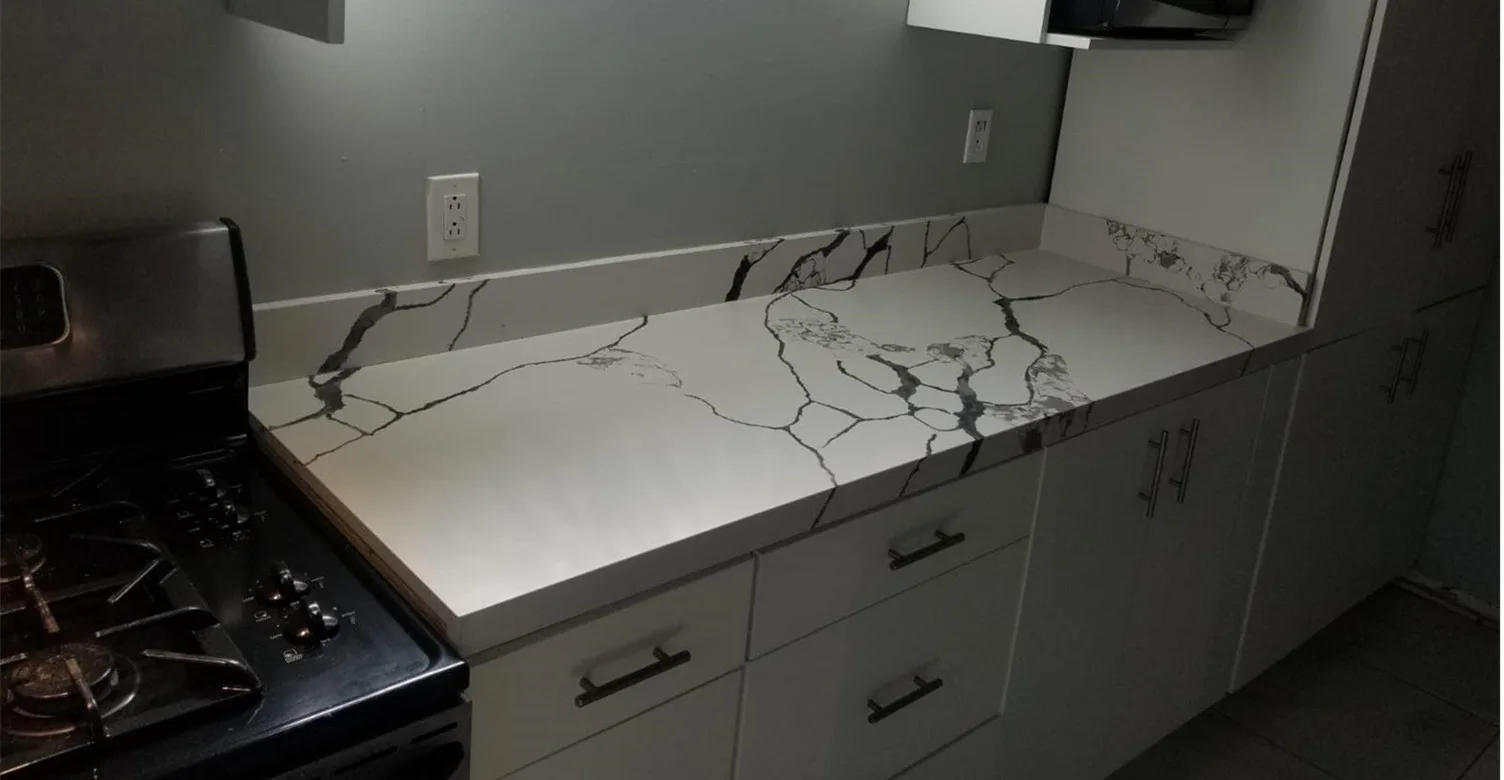 quartz stone countertop made from calacatta 1009