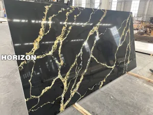 Quartz Stone Calacatta 6719 Black Gold Slabs