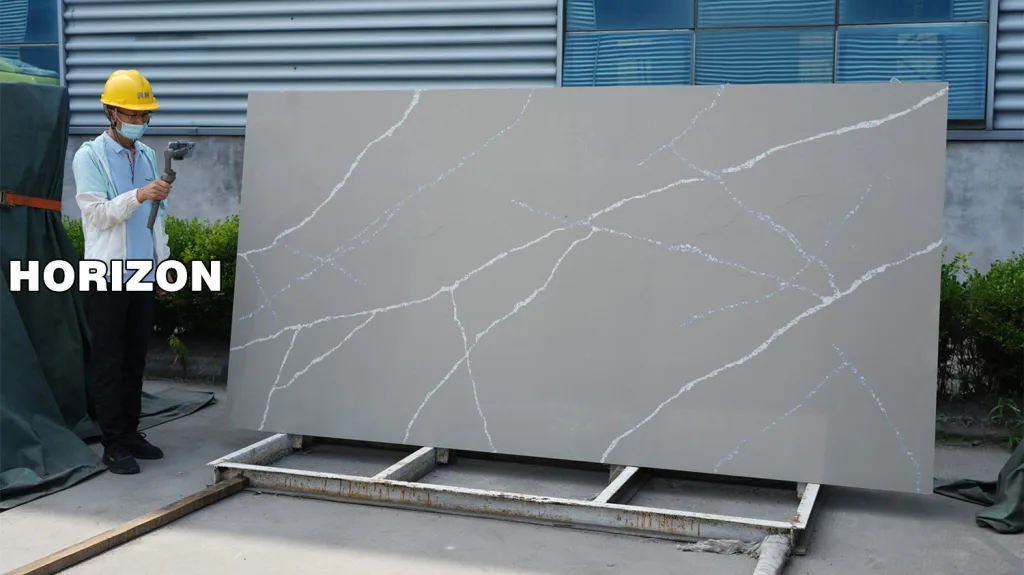 Quartz Stone Slab Standard Size Compare With A Man Size - Horizon Quartz