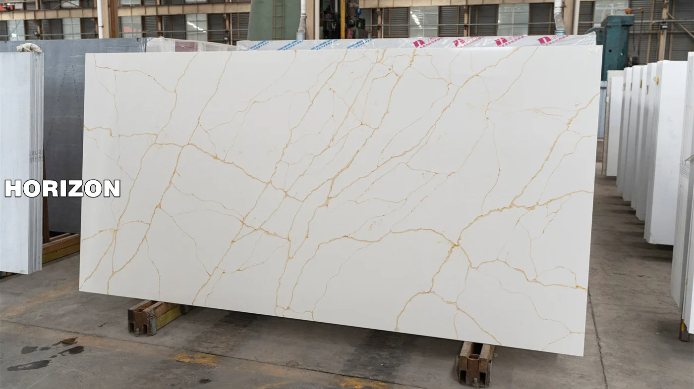 Best Quartz Calacatta With Thin Gold Lines HTL1101-1